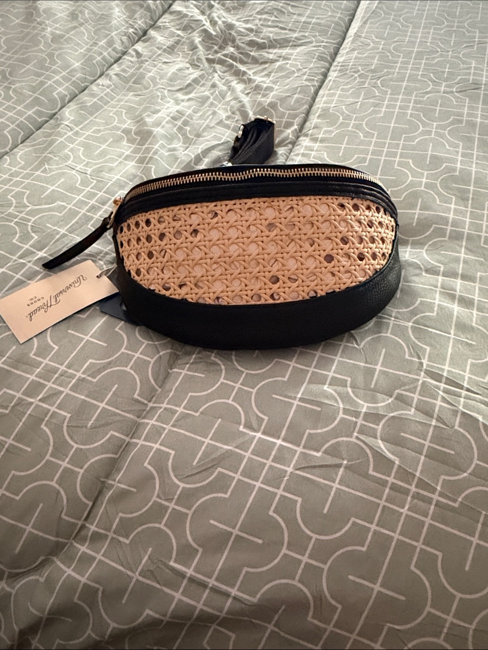 Universal Thread Beige Woven and Black Wristlet